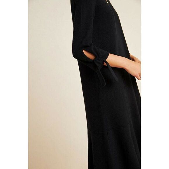 NEW ANTHROPOLOGIE X NAN SEO Sz S GLOW ANASTASIA CASHMERE MIDI DRESS BLACK - Picture 2 of 5